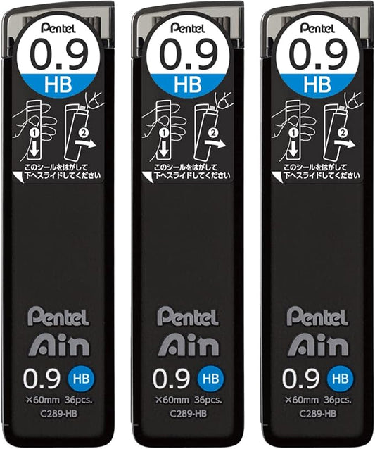 Pentel AMZ-XC289HB3P Sharp Lead Pentel Ain 0.9mm HB 3 Pieces Black
