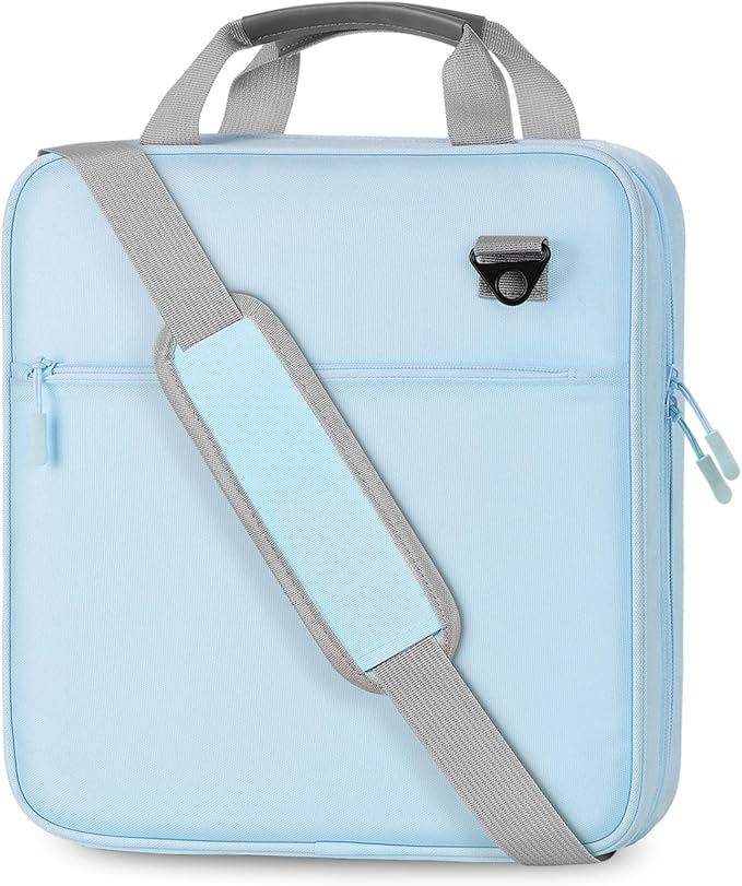 MoKo Zipper Binder, 2 Inch 3 Ring Binder with 500 Sheets Capacity & Shoulder Strap & Handle, Multi-Pocket Zipper Organizer for Middle School, Blue & Gray