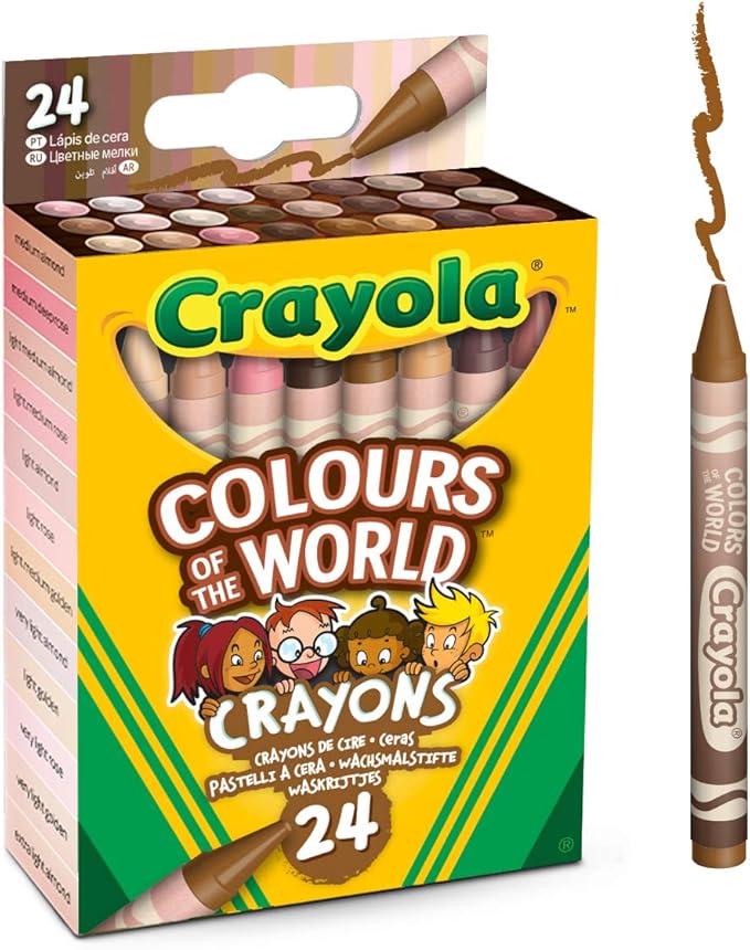 CRAYOLA Colours of the World Wax Colouring Crayons - Assorted Colours (Pack of 24) | Colours That Represent Skin Tones from Around the World | Ideal for Kids Aged 3+