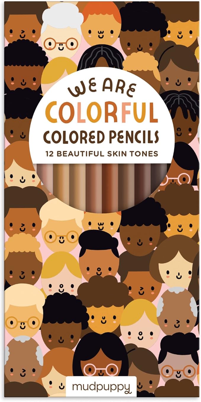 We Are Colorful Skin Tone Colored Pencils from Mudpuppy, Includes 12 Colored Pencils, Beyond Just Peach and Brown!, Makes for a great gift!, Ages 5+