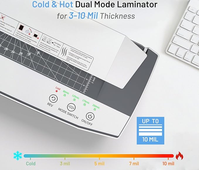 3-10 Mil Laminator Machine, 4-Roller Commercial Laminator Machine with 50 Laminating Sheets, 13 Inch Laminating Machine 11X17 with 1000mm/min Speed & REV Jam-Free for Office School Home