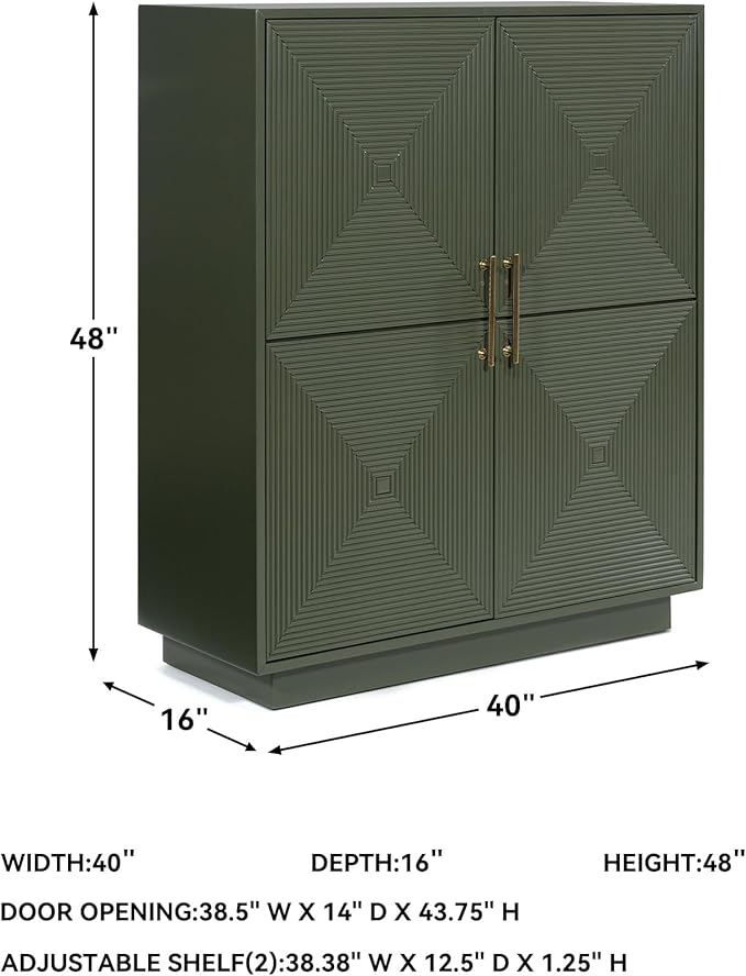 Signature Design by Ashley Geirwood Contemporary Accent Cabinet with Shelf and Geometric Pattern, Green