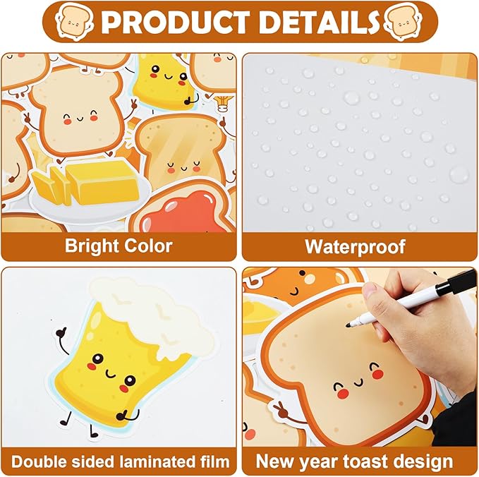 party greeting New Year Toast Bulletin Board Decorations A Toast to The New Year Bulletin Board Set Cartoon Cute Toast Paper Cutouts Winter Season Happy New Year Classroom Wall Door Decor