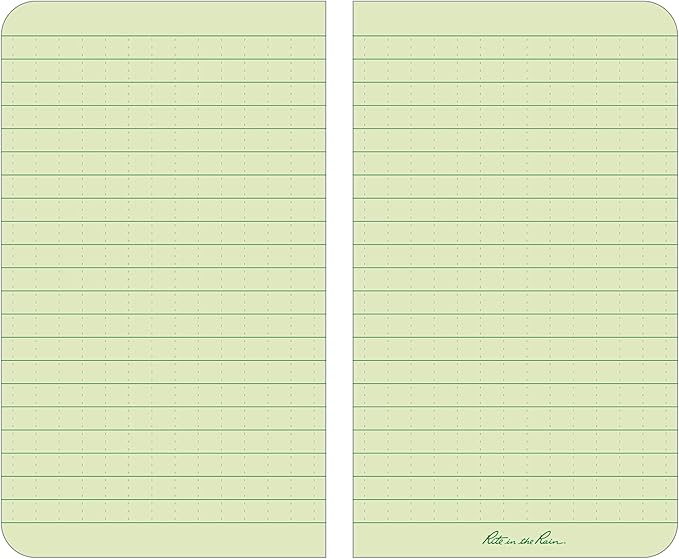 Rite in the Rain Weatherproof Soft Cover Pocket Notebook, 3.5" x 6", Green Cover, Universal Pattern (No. 964)