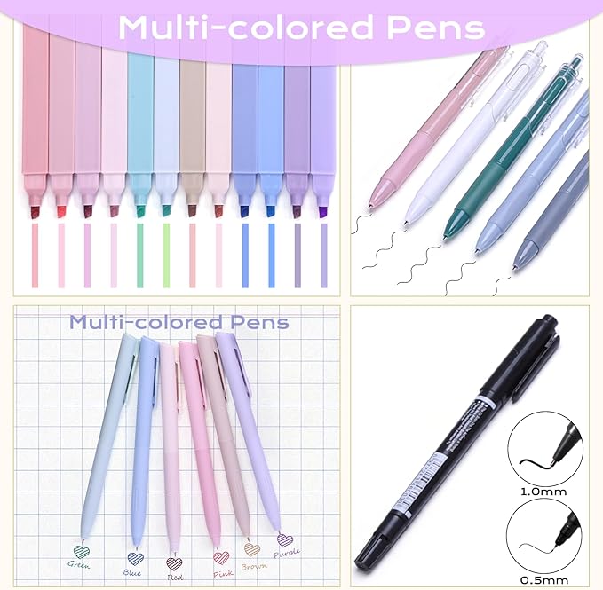 XKDOUS Bible Study Supplies Journaling Kit for Women, Bible Study Kit, 12 Pastel Highlighters and 12 Pens No Bleed, 75 Laminated Tabs, Prayer Journal Pencil Case and More, Purple