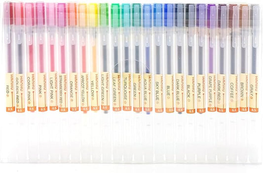 Gel Pens 24 Colors, Ball Point Pens Fine Point, 0.5 mm Ink Pen, Note Taking Pens for Japanese Korean Office School Stationery Supplies (Assorted, 24 Colors)