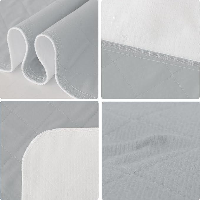 Bed Pads Washable Waterproof(2 Pack, 34 x 36), Washable and Reusable Chuck Pads Anti Slip Incontinence Underpad Sheet Protector for Adults, Elderly, Kids, Toddler and Pets, Grey and Navy