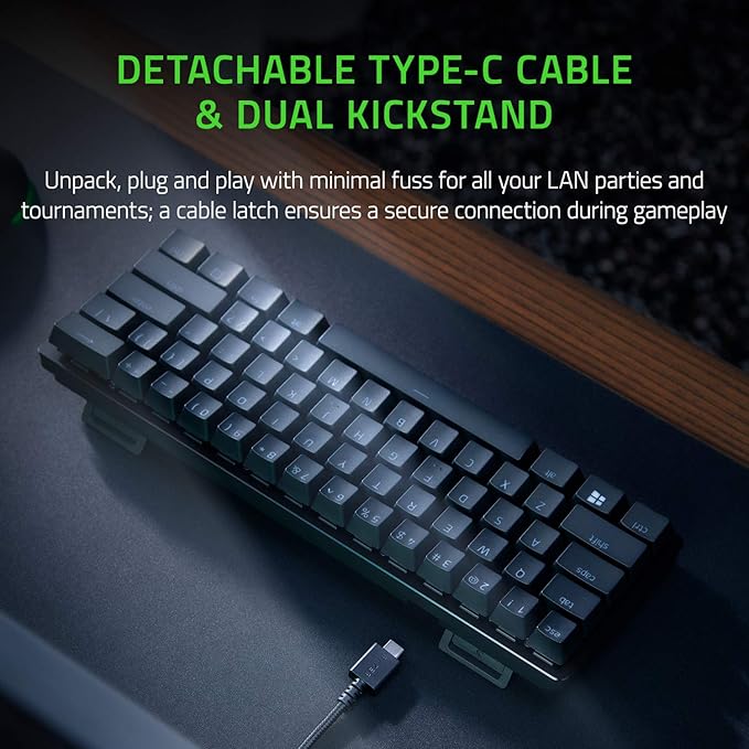 Razer Huntsman Mini 60% Gaming Keyboard: Linear Optical Switches - Rapid Trigger Mode - Chroma RGB Lighting - PBT Keycaps - Onboard Memory - Snap Tap - Classic Black