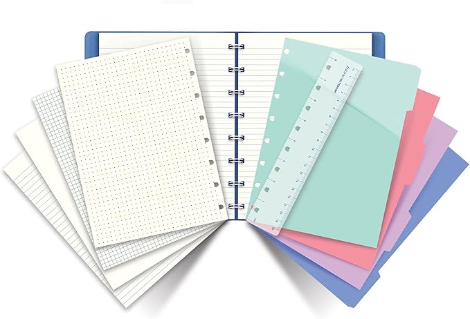 FILOFAX Refillable Pastel Notebook, A5 (8.25" x 5") Duck Egg - 112 Cream moveable pages - Index, pocket and page marker (B115052U)