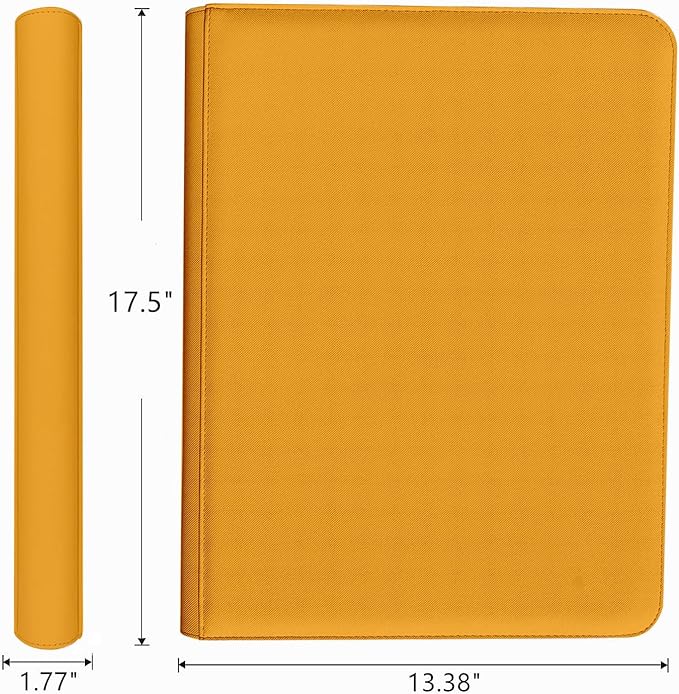 16 Pocket Card Binder, 1000+ Premium Zip Trading Card Binder, Double Sided Pocket Card Binder Album, Ringless Card Folder for MTG, TCG, Sports Card (Yellow, 16Pockets)