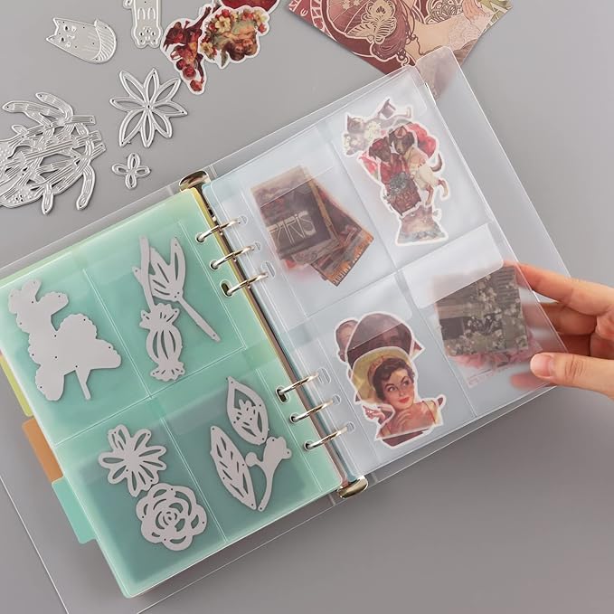 A5 6 Ring Binder Cover Clean Transparent Soft PVC for Refillable Notebook Shell withMatte surfaceforStamp & Die Storage