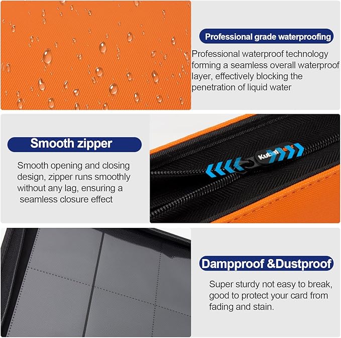 Toploader Binder – 360 Capacity, Zippered Trading Card Holder for MTG, Sports & Collectible Cards – Acid-Free, Durable & Travel-Friendly Storage (Orange dots, Toploader Binder)