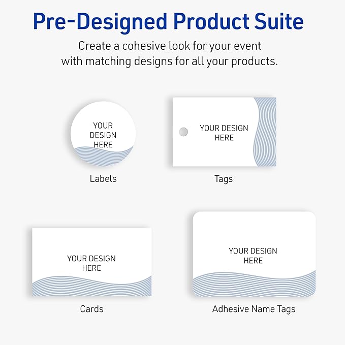 Avery Printable Rectangle Adhesive Name Badges, Pre-Printed Colorful Design, Matte White, 2-1/3" x 3-3/8", Laser & Inkjet Compatible, 80 Total, Great for Branding, Marketing, and Events