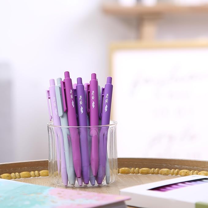 Mr. Pen- Retractable Gel Pens, 12 Pack, Black Ink, Lavender Legacy Barrel Gel Pens, Fine Point 0.5mm, Retractable Pens