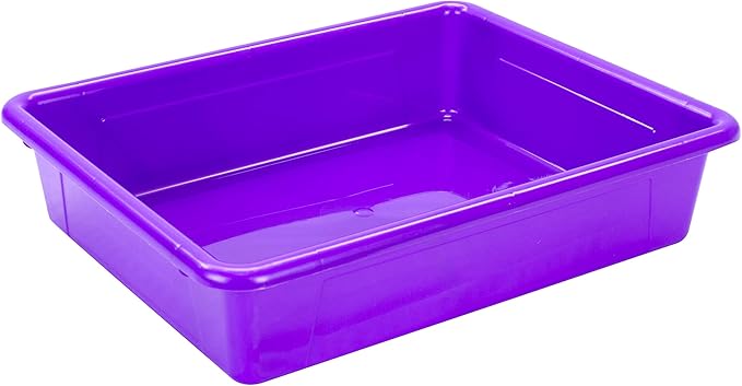 Storex Letter Size Flat Storage Tray – Organizer Bin for Classroom, Office and Home, Violet, 5-Pack (62521A05C), 10 x 13 x 3 Inches