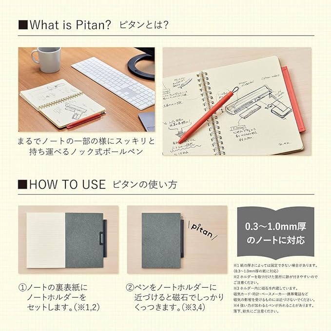 Zebra P-JJ115-W Gel Ballpoint Pen Pitan 0.5mm with Note Holder, White