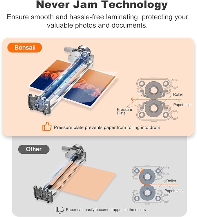 Bonsaii Laminator, 9 Inch Thermal Laminator Machine with Never Jam Technology for Doc/Posters/Photo, Personal Laminating Machine Simple Convenient for Home, Office and School Black