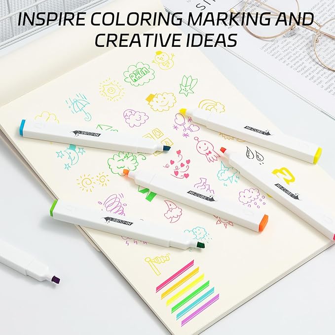 M&G HI-CUBE Highlighters, 6 Pack Fluorescent Colors, Soft-Nib Chisel Tip with Fat Rectangular Barrel Design, No Bleed Highlighters for Journaling, Planners, Study Notes, Writing & School Supplies