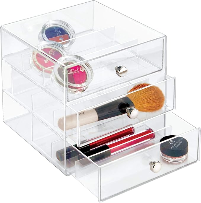 iDesign 3-Drawer Stackable Sunglasses Organizer, Clear Glasses Storage and Eyewear Display Holder