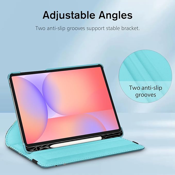 Fintie Rotating Case for Samsung Galaxy Tab S10 Lite/ S10 FE/ S9 FE 5G 10.9 Inch/Tab S9 11 Inch with S Pen Holder, 360 Degree Swiveling Stand Cover Auto Sleep/Wake, Blossom