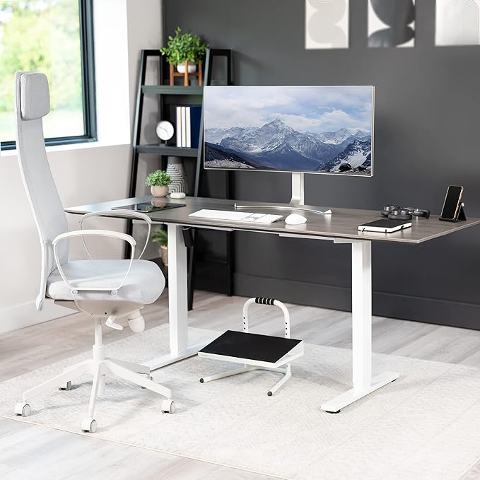 VIVO Ergonomic Height Adjustable Foot Rest Relief Platform, Elevated Stool for Comfortable Sit to Stand Workstation, Non-Slip Surface, Portable, Home Office Classroom Use, White, STAND-FT01W
