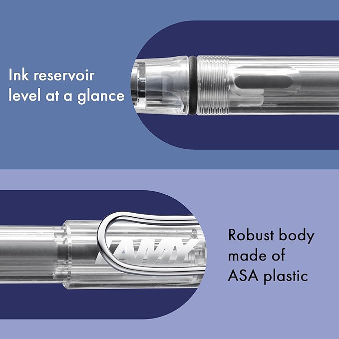 LAMY safari vista - Fountain Pen with ergonomic grip & polished steel nib in size F - ideal for any Writing & Calligraphy - including LAMY T 10 blue cartridge - Right-Handed