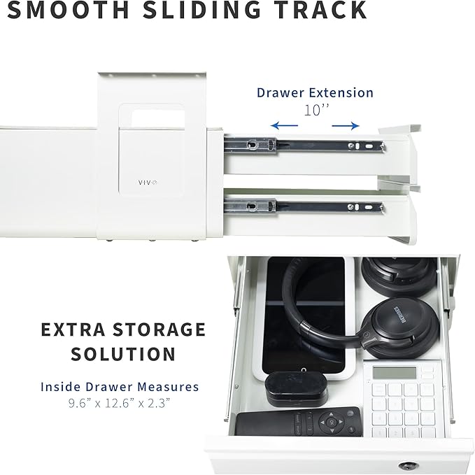 VIVO 13 inch Under Desk Double Stacked Slide Out Drawers with Lock, Secure Home Office Storage Organizer, White, DESK-AC03L-2W