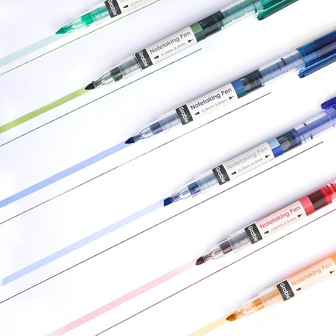Grabie Dual Tip Notetaking Pens (3.5mm Chisel + 0.5mm Needle) Dual Tip Highlighter Markers for Journaling Colored Pens for Note Taking and Adult Coloring Books (Soft Serenity)