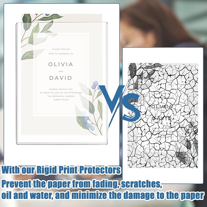 25 Pcs 8 1/2" x 11" Rigid Print Protectors Clear Sheet Protectors Hard Plastic Paper Page Magazine Protectors for Collectors Rigid Top Loaders Document Holder Birth Certificate Protector