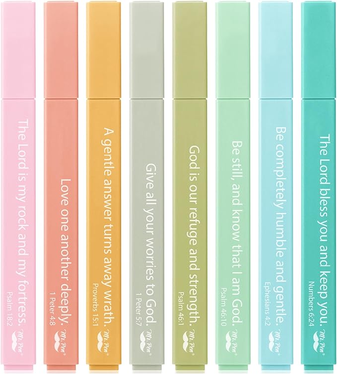 Mr. Pen- Bible Highlighters with Bible Verses, 8 Pack, Ocean, Aesthetic Highlighters, Markers No Bleed Through