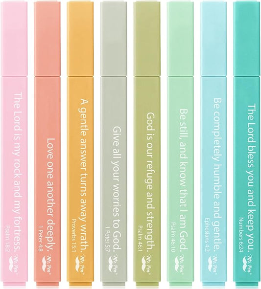 Mr. Pen- Bible Highlighters with Bible Verses, 8 Pack, Ocean, Aesthetic Highlighters, Markers No Bleed Through