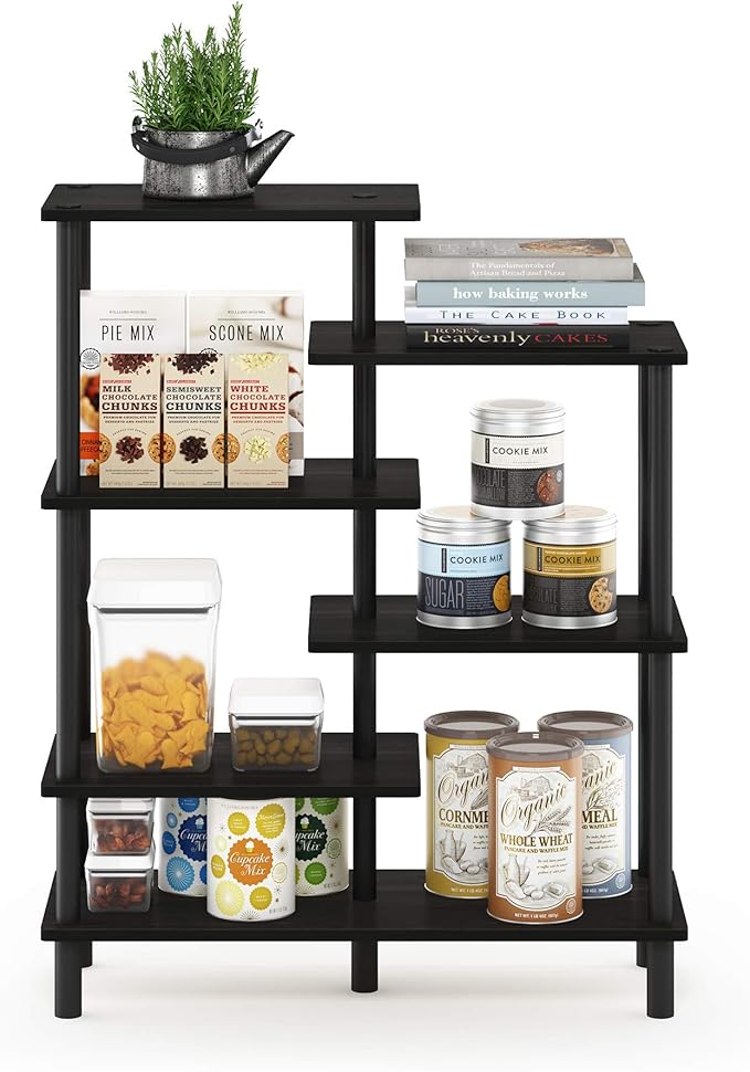 Furinno Turn-N-Tube 6-Tier Accent Display Rack, Espresso/Black