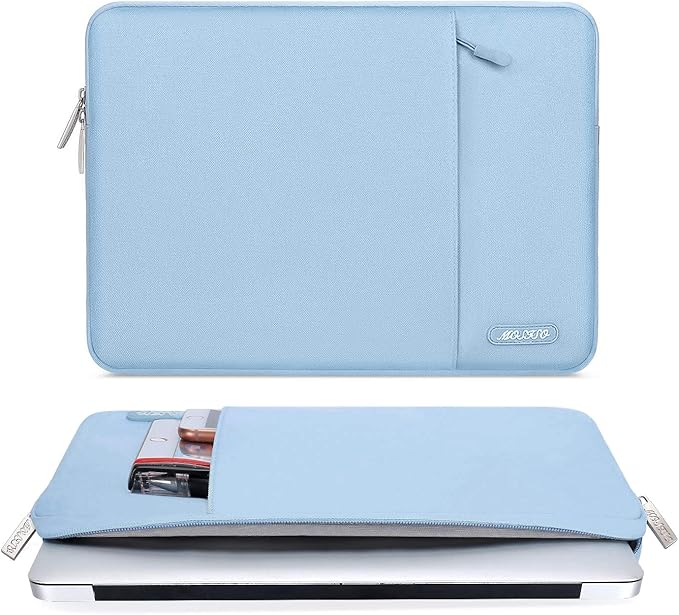 MOSISO Laptop Case 13.3 inch, 13-13.3 inch Laptop Sleeve Compatible with MacBook Air/Pro 13/Pro 14 M5 M4 M3 M2 M1, HP Dell ASUS Lenovo,Polyester Vertical Computer Sleeve Bag with Pocket, Air Blue