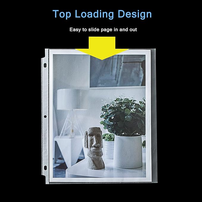 Seashell 300PCS Non-Glare Sheet Protectors 8.5 x 11, Page Protectors Reinforced 3 Holes, 2 Mil Thick Top Loading Page Protectors, Plastic Sleeves for 3 Ring Binder, Acid Free & Archival Safe