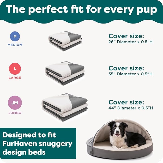 Furhaven Replacement Dog Bed Cover Sherpa & Suede Snuggery, Machine Washable - Espresso, 26-inch