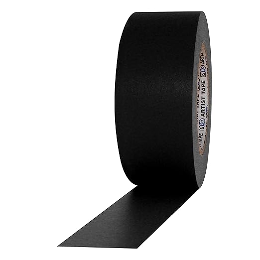 ProTapes Artist Tape Flatback Printable Paper Board or Console Tape, 60 yds Length x 2" Width, Black (Pack of 1)