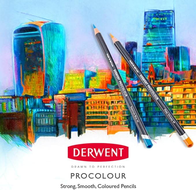 Derwent Colored Pencils, Procolour Pencils, Drawing, Art, Metal Tin, 24 Count (2302506)