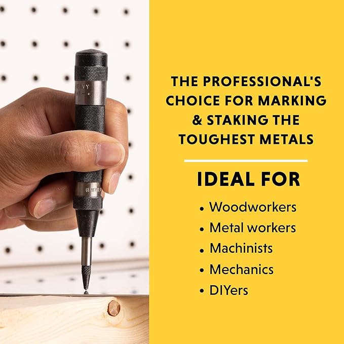 General Tools Heavy-Duty Automatic Center Punch #78 - Nail Punch Tool to Mark and Scribe - Machinist Tools