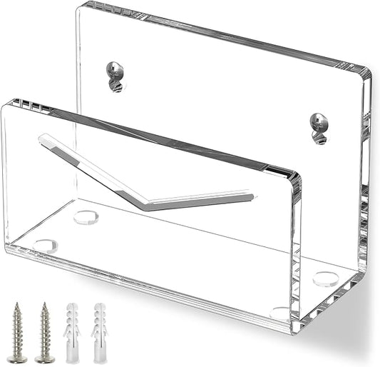 Acrylic Mail Holder, Mail Organizer Wall Mounted Clear File Letter Organizer, Vertical Envelope Mail Holder for Desk, Lightweight Countertop Bill Sorter Invoice Stand for Home Office School