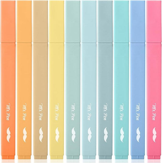 Mr. Pen- Aesthetic Bible Highlighters No Bleed Through, 10 Pack, Pastel Colors, Cute Highlighter for Journaling Supplies and School Accessories, Bible Highlighters and Pens No Bleed