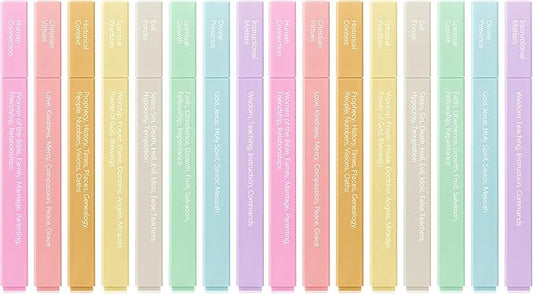 Mr. Pen- Bible Highlighters with Color-Coding System, 16 Pack, Soft Pastel Aesthetic Highlighters Assorted Colors, Bible Markers No Bleed Through
