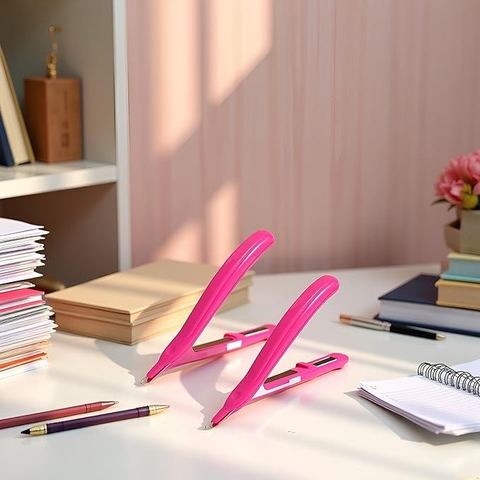 2 Pcs Pink Portable Staple Remover, Staple Puller Tool Magnetic Head Staple Removal Tool Handheld Staple Puller, Pen Type Staple Remover Binding Supplies School Office Home