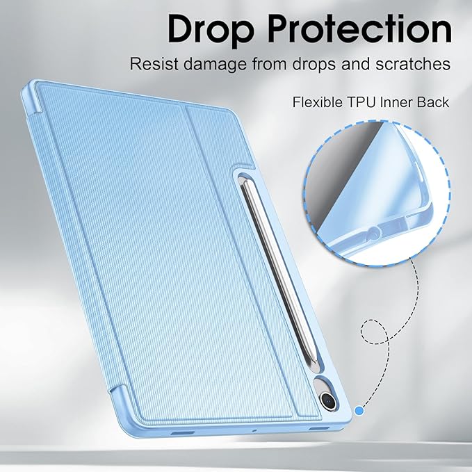 Fintie Case for Samsung Galaxy Tab S10 Lite/ S10 FE/ S9 FE 5G 10.9 Inch/Tab S9 11 Inch with S Pen Holder, Slim Shield Multiple Angle Stand with Soft TPU Back Shell Cover, Blue
