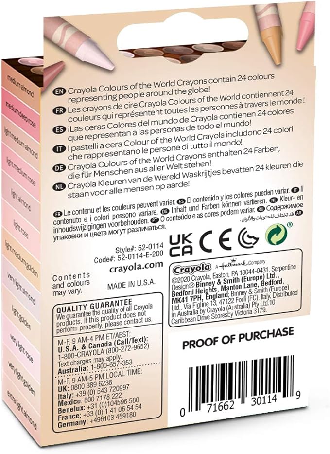 CRAYOLA Colours of the World Wax Colouring Crayons - Assorted Colours (Pack of 24) | Colours That Represent Skin Tones from Around the World | Ideal for Kids Aged 3+