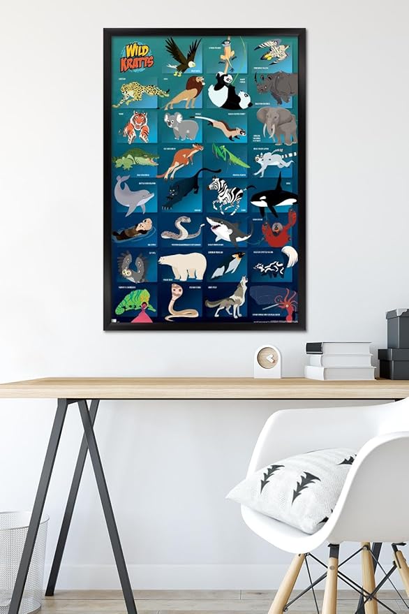 Wild Kratts - Grid Wall Poster, 34L" x 22.4W", Black Framed Version