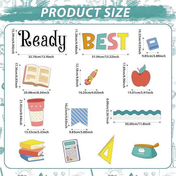 Positive Back to School Bulletin Board Set Ready for The Best Year Ever Classroom Decorations Colorful Inspirational Paper Cutouts for Motivational Nursery Chalkboard Wall Door Decor Teacher Supplies