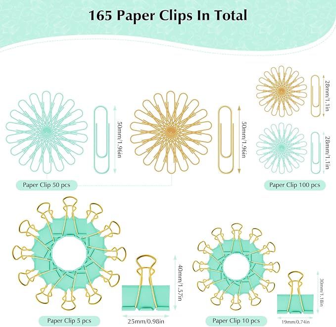 Cute Paper Clips Binder Clips Combo Set, Assorted Size Paper Clips for Office, Cute Office Supplies Set,