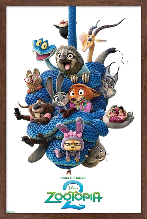 Disney Zootopia 2 (2025) - Group One Sheet Wall Poster, 22.4L" x 14.7W", Mahogany Framed Version