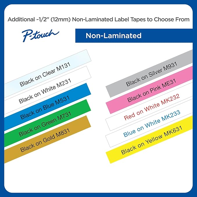 Brother Tape Cartridge 0.5IN Wide, Non-laminated Blue on White (MK233)