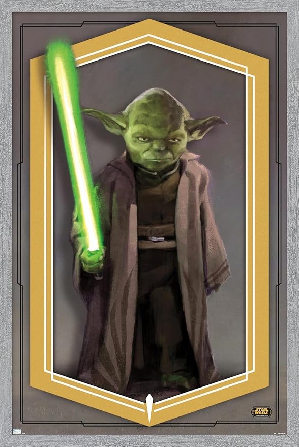 Trends International Star Wars: The High Republic - Yoda Wall Poster, 22.4L x 14.7W, Gray Framed Version